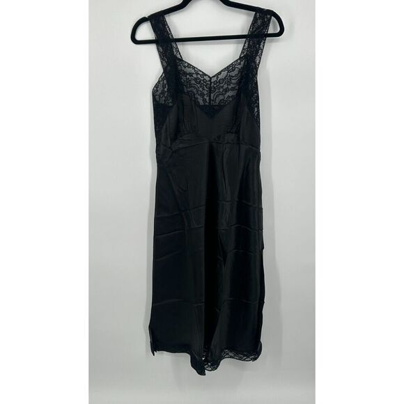 Heavenly Fischer Other - Vintage Heavenly Lingerie Fischer Silk Nightgown Slip Dress Lace Black M/L